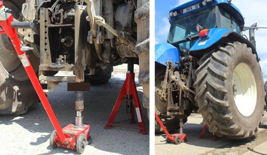 Caballetes de seguridad para mantener el tractor en posición elevada