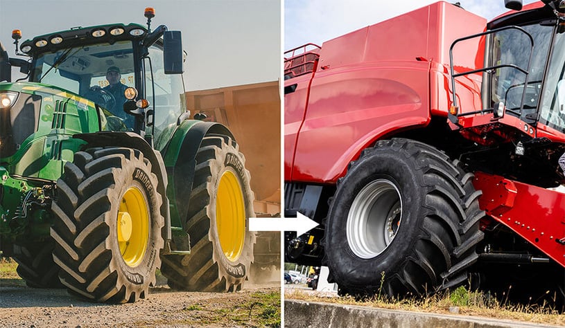 ¿Puede utilizarse un neumático de tractor VF en una cosechadora?