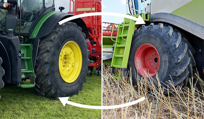 ¿Se pueden intercambiar los neumáticos de cosechadora con los del tractor?